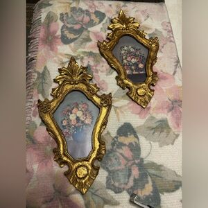 Vintage Italian floral wall art. Set of 2.